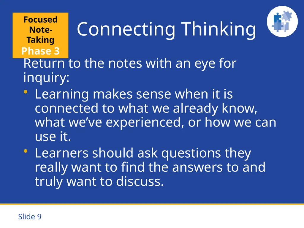 Focused Note-Taking Five Steps to Success Purpose - slide 9 of 19