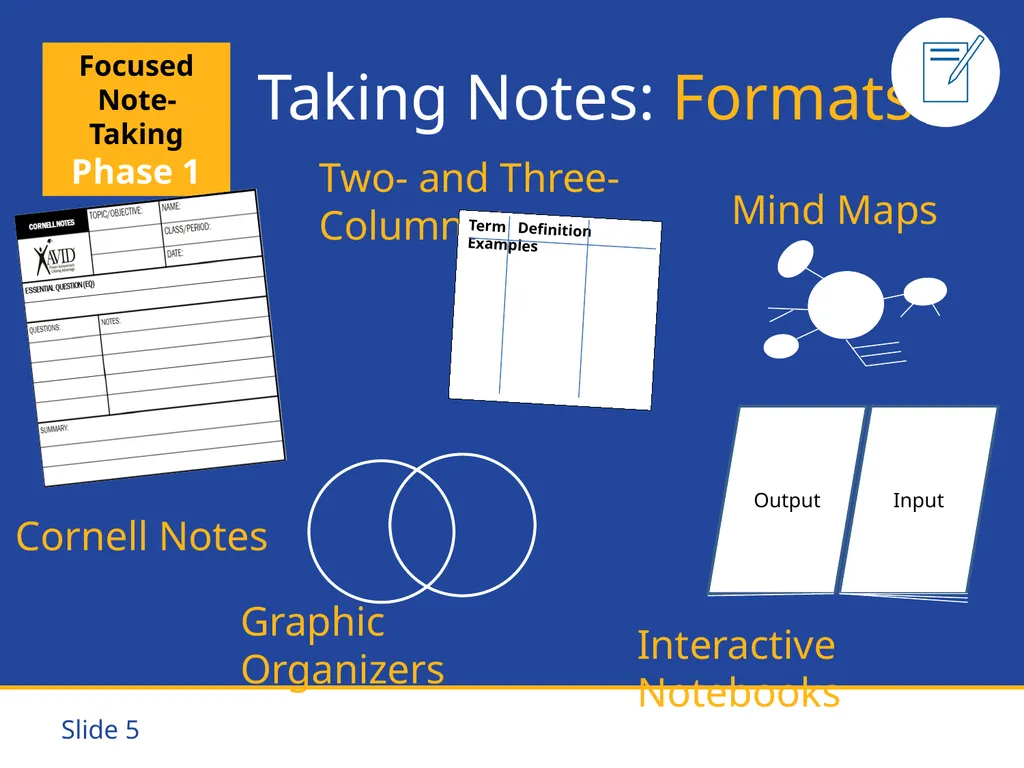 Focused Note-Taking Five Steps to Success Purpose - slide 5 of 19