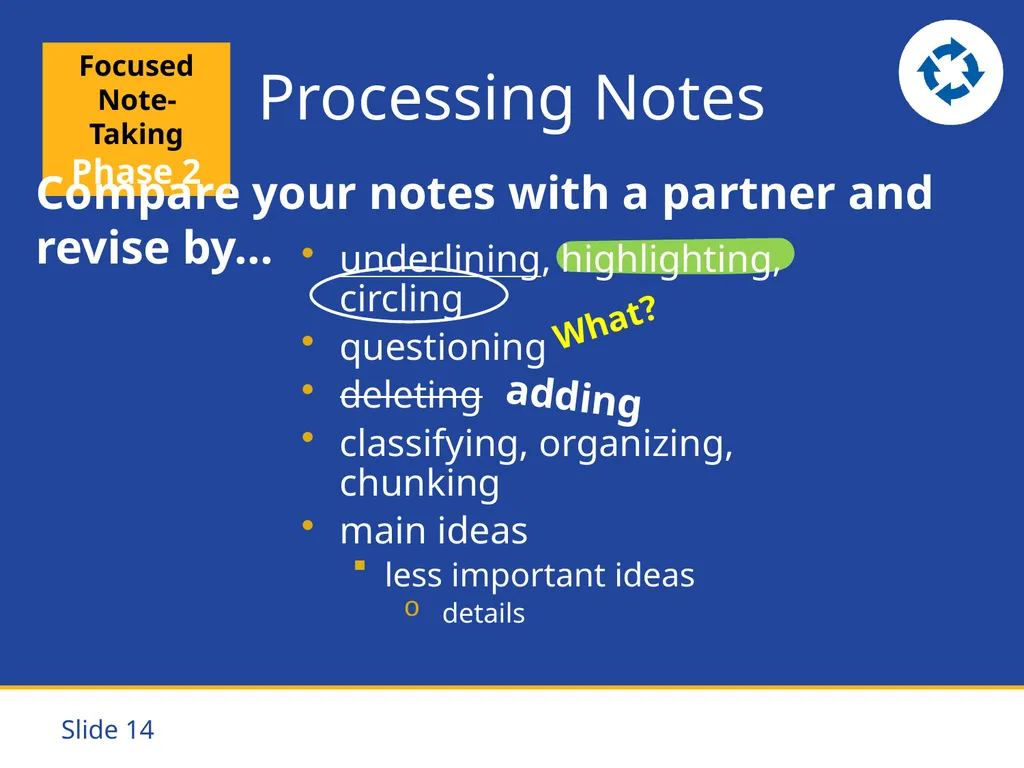 Focused Note-Taking Five Steps to Success Purpose - slide 14 of 19