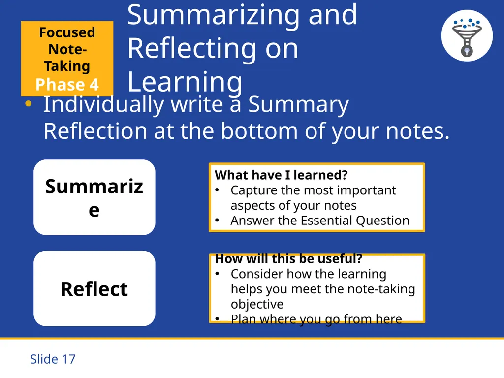 Focused Note-Taking Five Steps to Success Purpose - slide 17 of 19