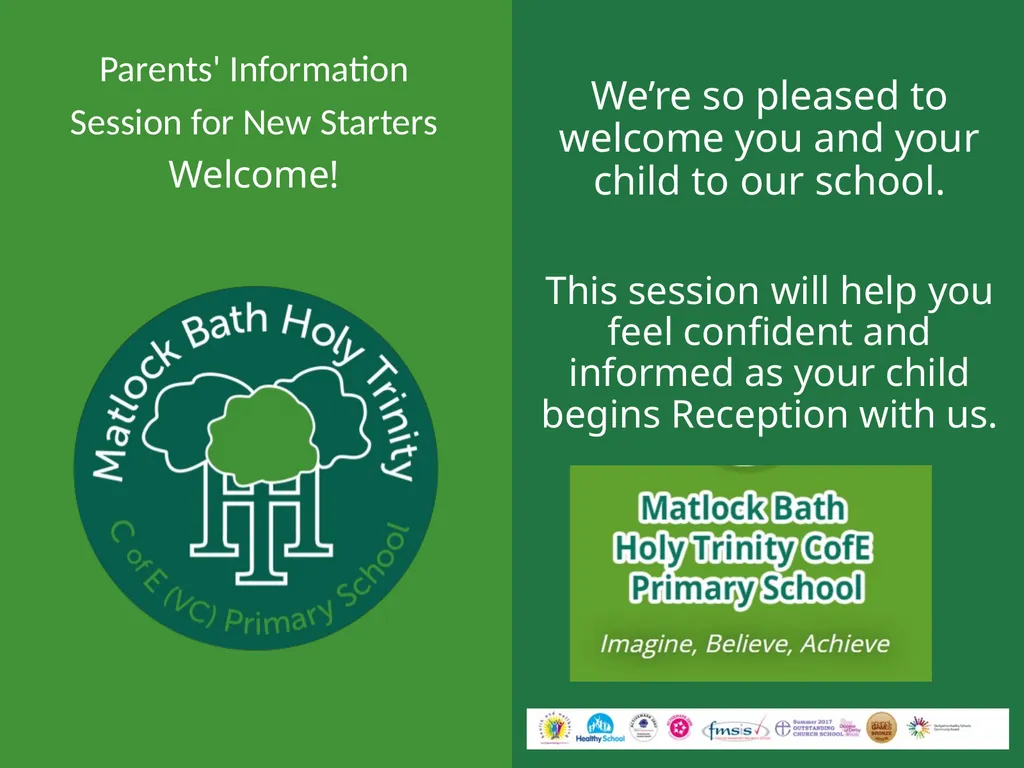 Parents' Information Session for New Starters - slide 1 of 21