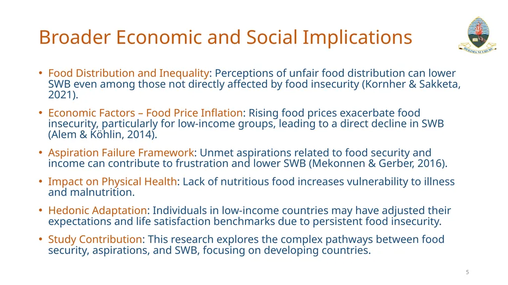 Exploring the Link Between Food Security and - slide 5 of 14