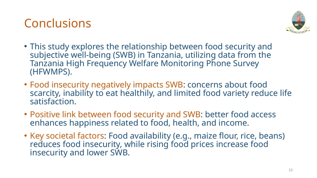 Exploring the Link Between Food Security and - slide 12 of 14