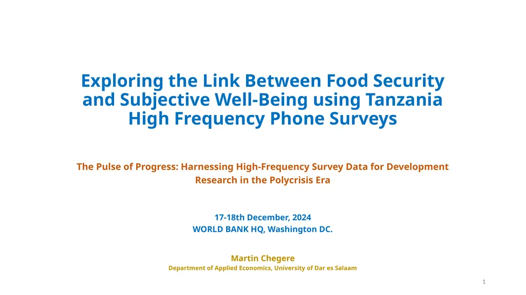 Exploring the Link Between Food Security and - slide 1 of 14