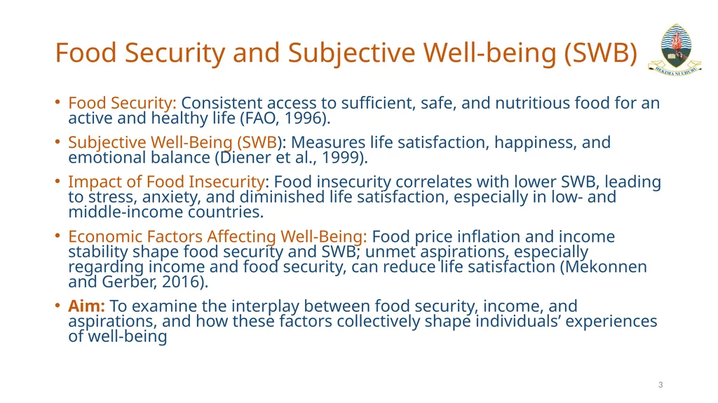Exploring the Link Between Food Security and - slide 3 of 14