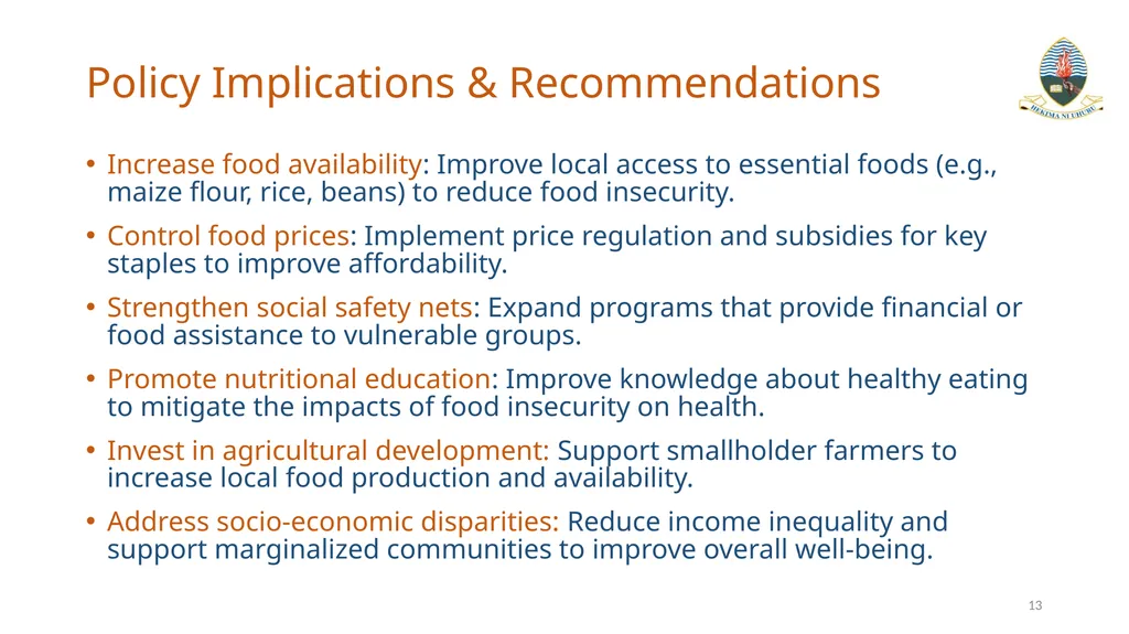 Exploring the Link Between Food Security and - slide 13 of 14