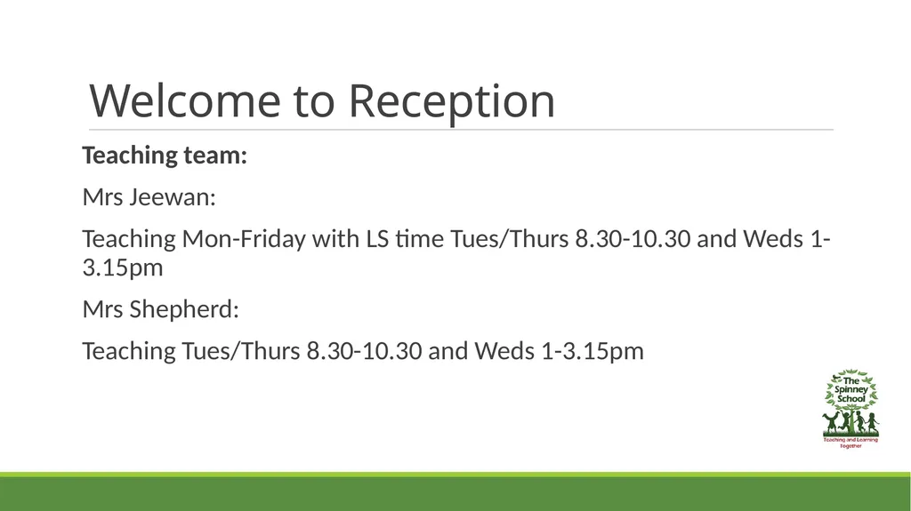 Meet the teacher Reception Class MRS Jeewan- CLass - slide 2 of 33