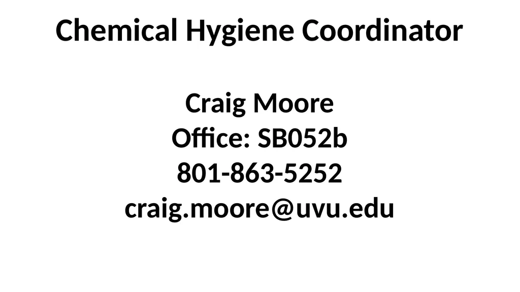 LABORATORY SAFETY TRAINING UVU College of Science - slide 2 of 46