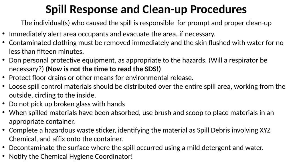 LABORATORY SAFETY TRAINING UVU College of Science - slide 42 of 46