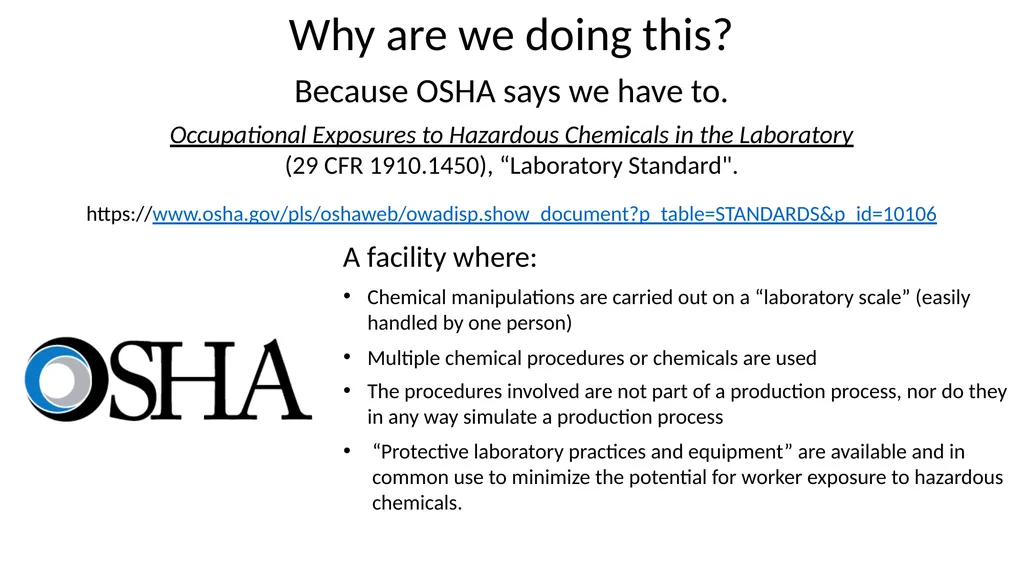 LABORATORY SAFETY TRAINING UVU College of Science - slide 3 of 46