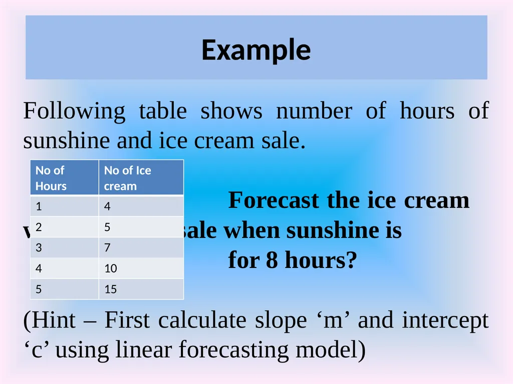 Numeracy and Data Analysis Forecasting Forecasting - slide 13 of 23