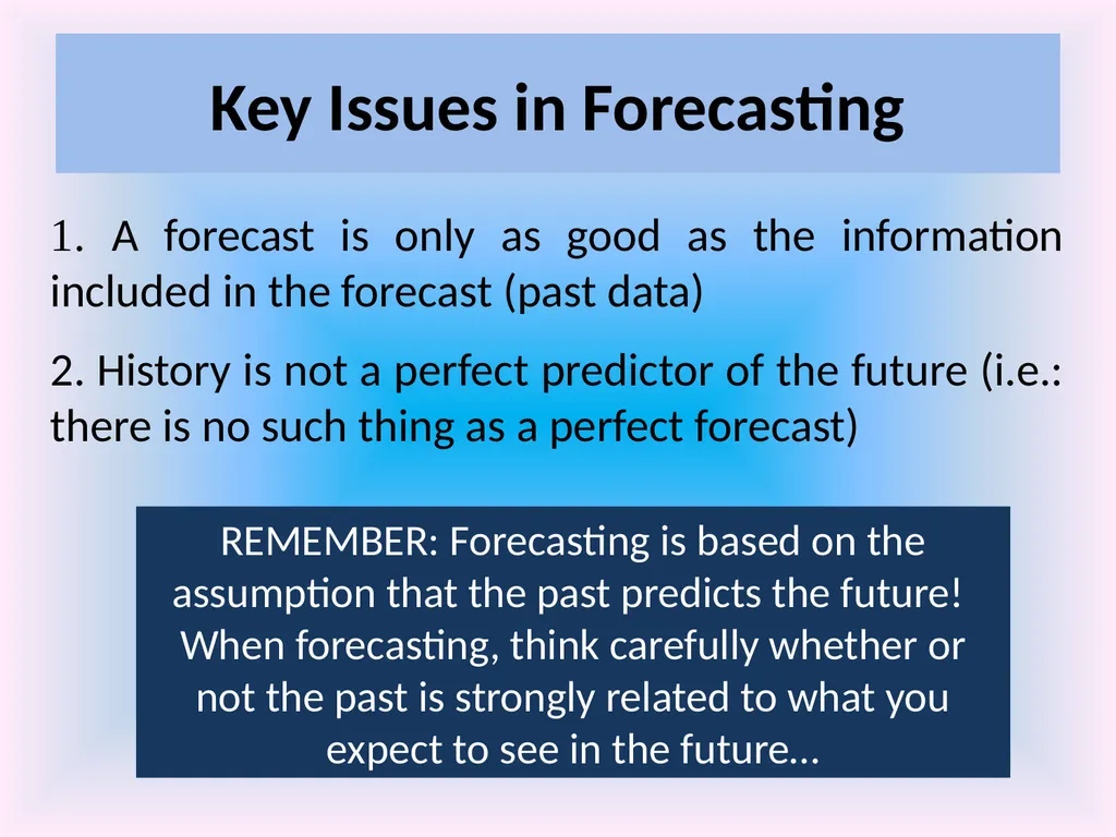Numeracy and Data Analysis Forecasting Forecasting - slide 7 of 23