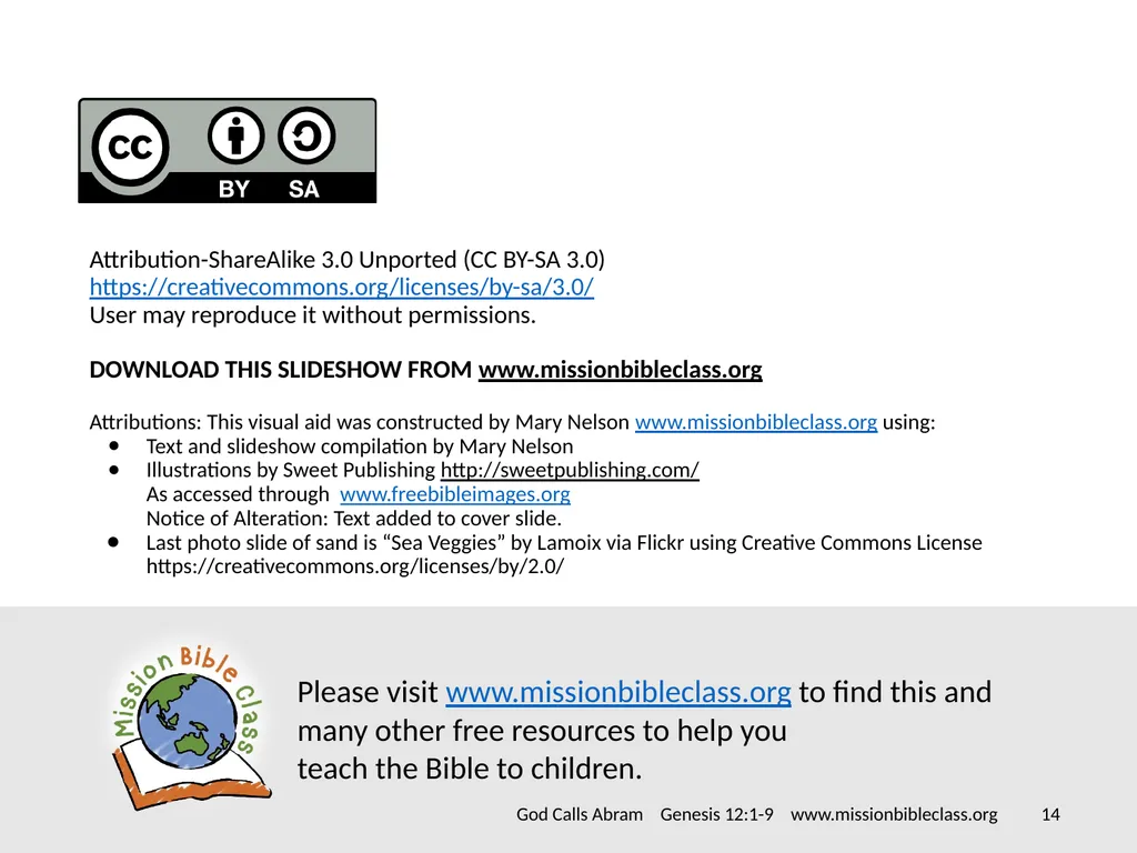 www.missionbibleclass.org ‹#› God Calls Abram - slide 14 of 14