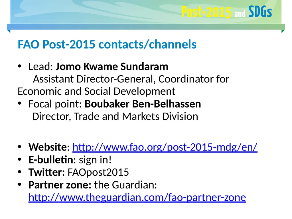 Post-2015 Agenda Sustainable Development Goals - slide 13 of 15