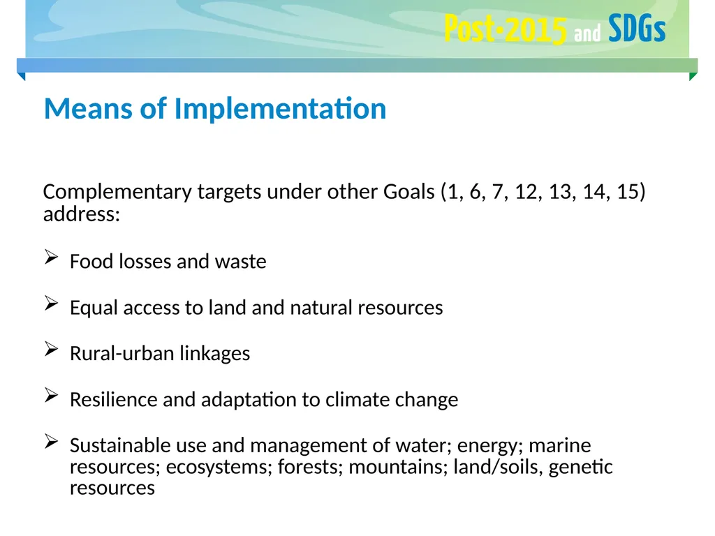 Post-2015 Agenda Sustainable Development Goals - slide 8 of 15