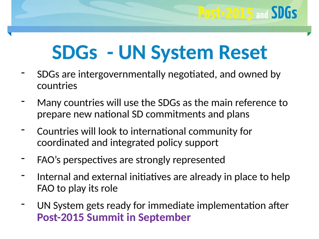 Post-2015 Agenda Sustainable Development Goals - slide 4 of 15