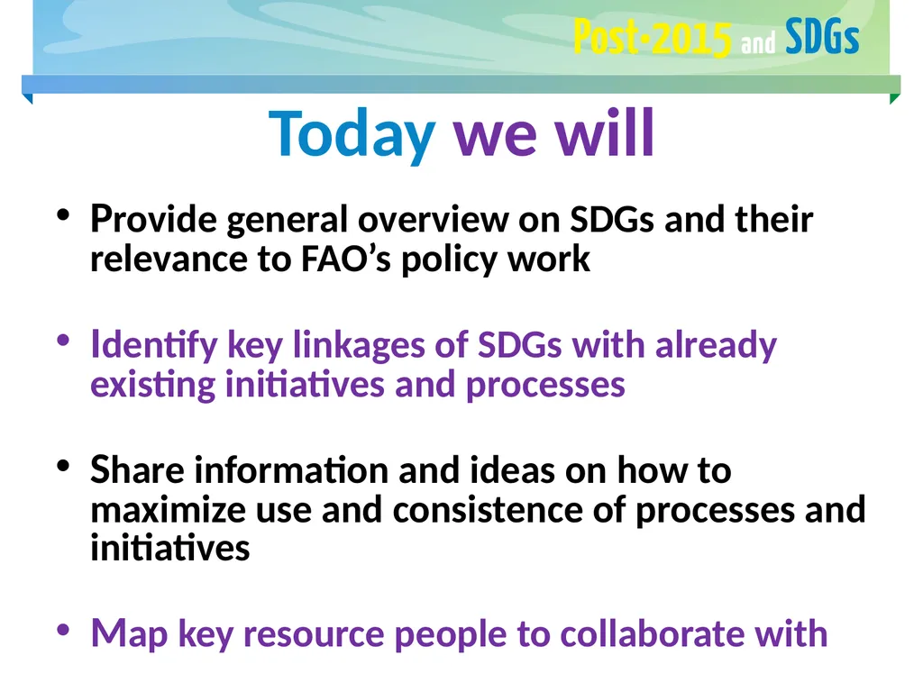 Post-2015 Agenda Sustainable Development Goals - slide 3 of 15