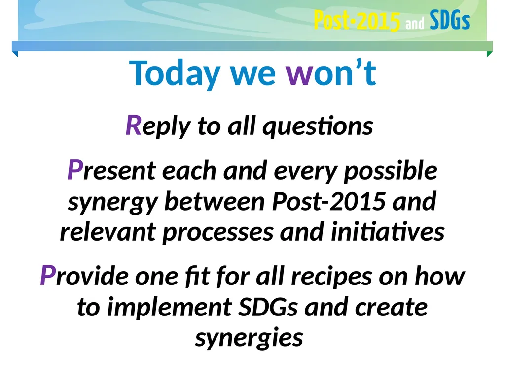 Post-2015 Agenda Sustainable Development Goals - slide 2 of 15