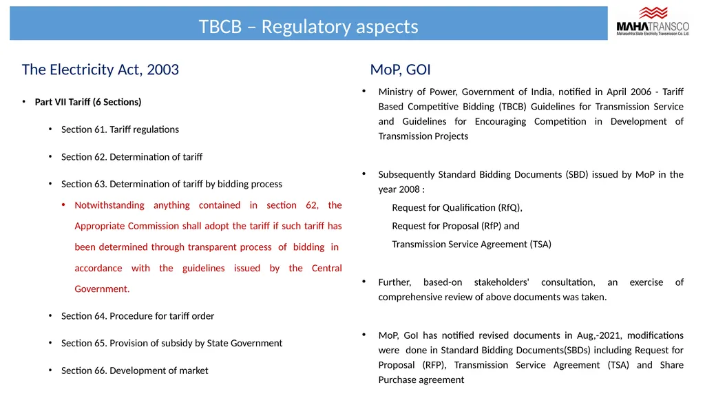 Tariff Based Competitive Bidding (TBCB) - slide 2 of 15