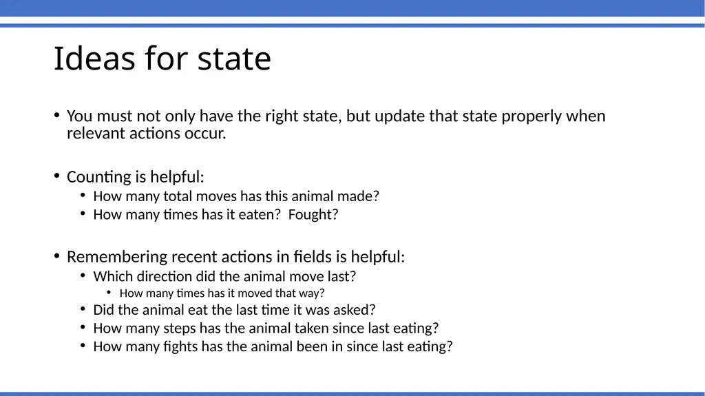 CSc 110, Autumn 2016 Lecture 32: Critters Adapted - slide 7 of 8
