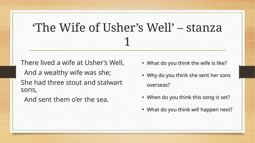 The Wife of Usher’s Well Walter Scott in Schools - slide 3 of 4