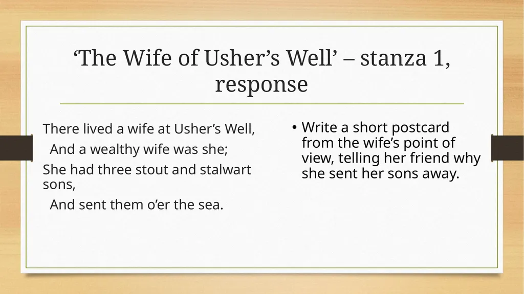 The Wife of Usher’s Well Walter Scott in Schools - slide 4 of 4