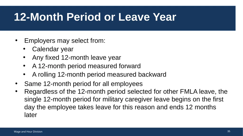 Family Medical Leave Act The Family and Medical - slide 35 of 64