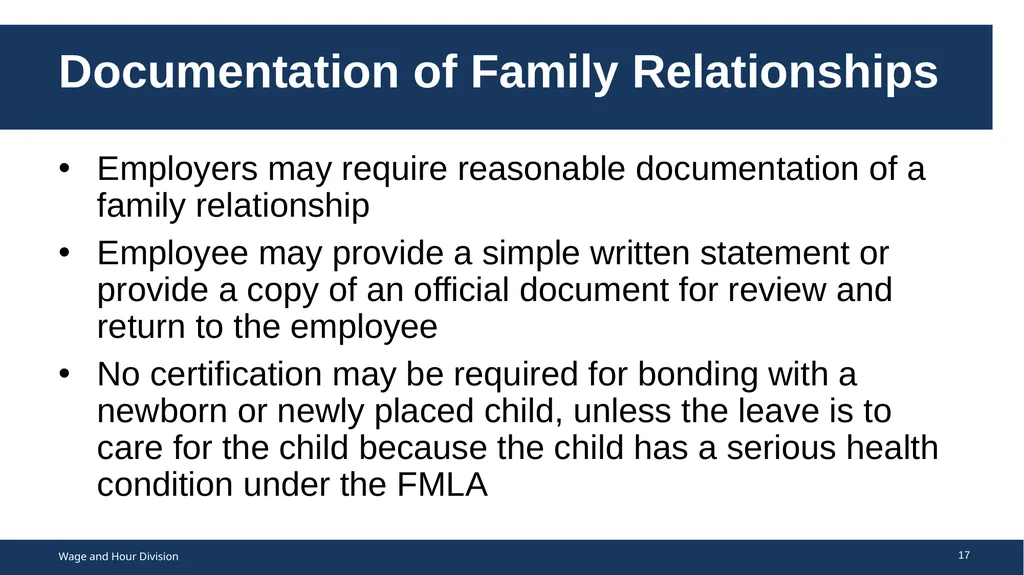 Family Medical Leave Act The Family and Medical - slide 17 of 64
