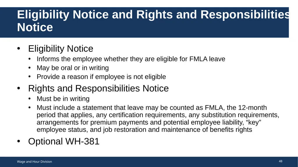 Family Medical Leave Act The Family and Medical - slide 48 of 64