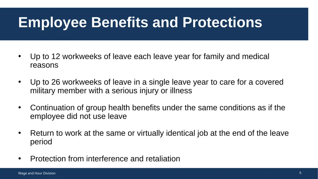 Family Medical Leave Act The Family and Medical - slide 5 of 64