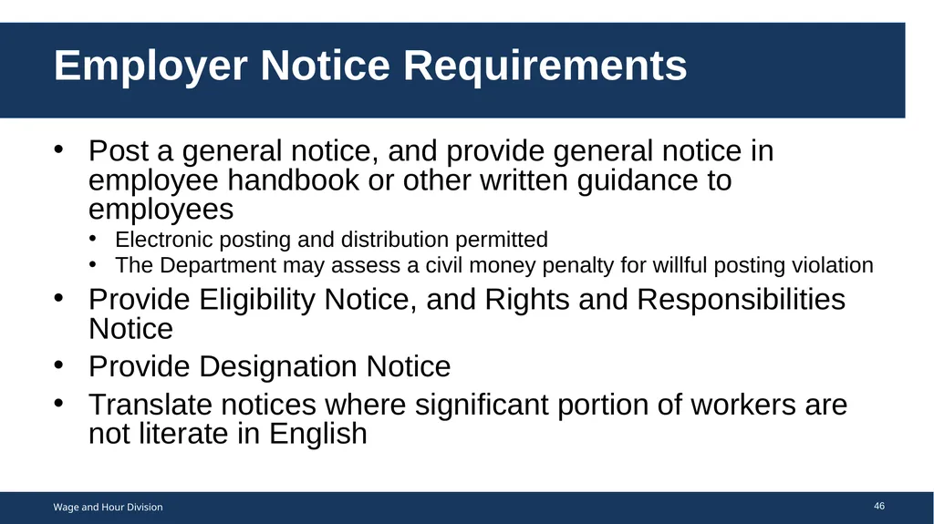 Family Medical Leave Act The Family and Medical - slide 46 of 64