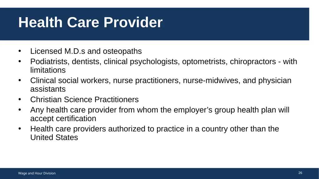 Family Medical Leave Act The Family and Medical - slide 26 of 64