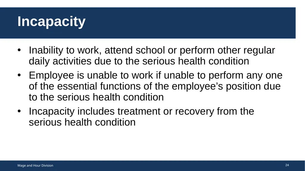 Family Medical Leave Act The Family and Medical - slide 24 of 64