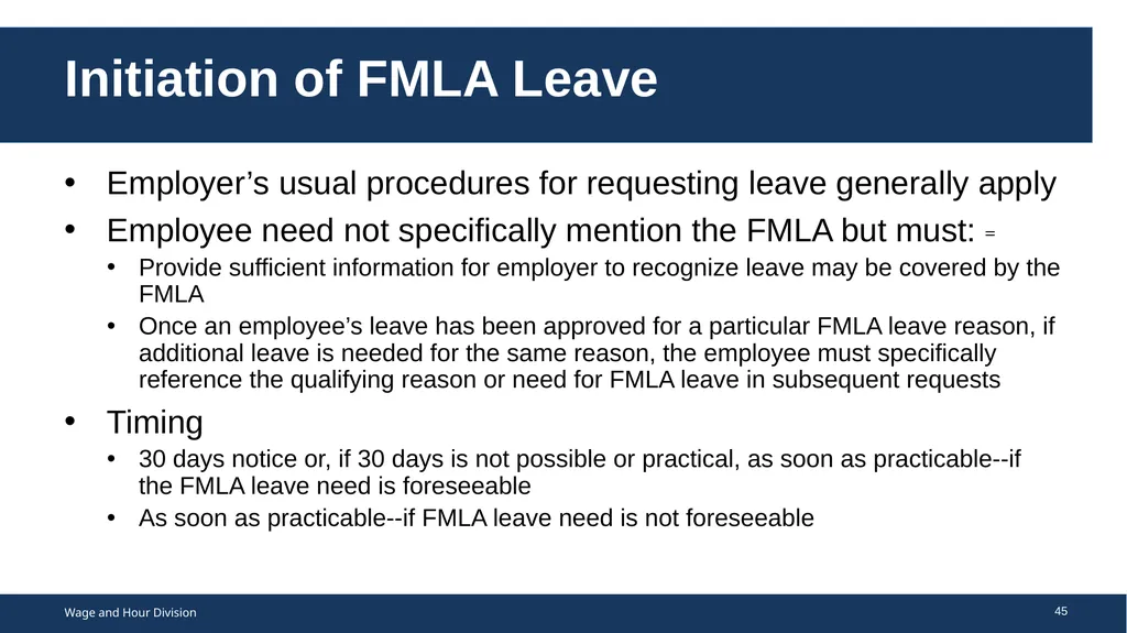 Family Medical Leave Act The Family and Medical - slide 45 of 64