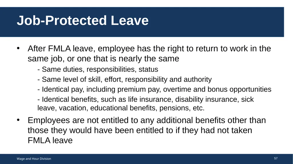 Family Medical Leave Act The Family and Medical - slide 57 of 64