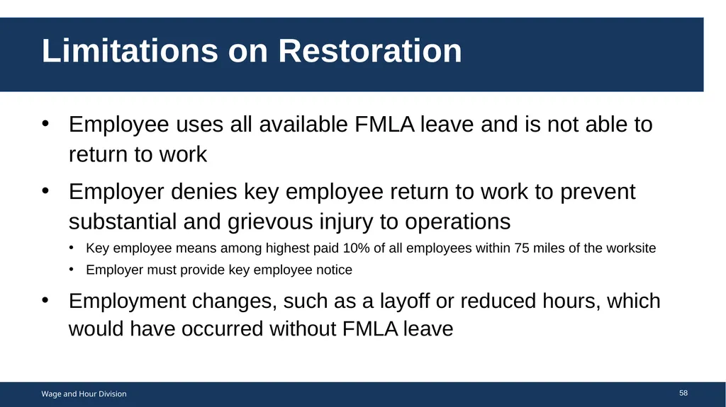 Family Medical Leave Act The Family and Medical - slide 58 of 64