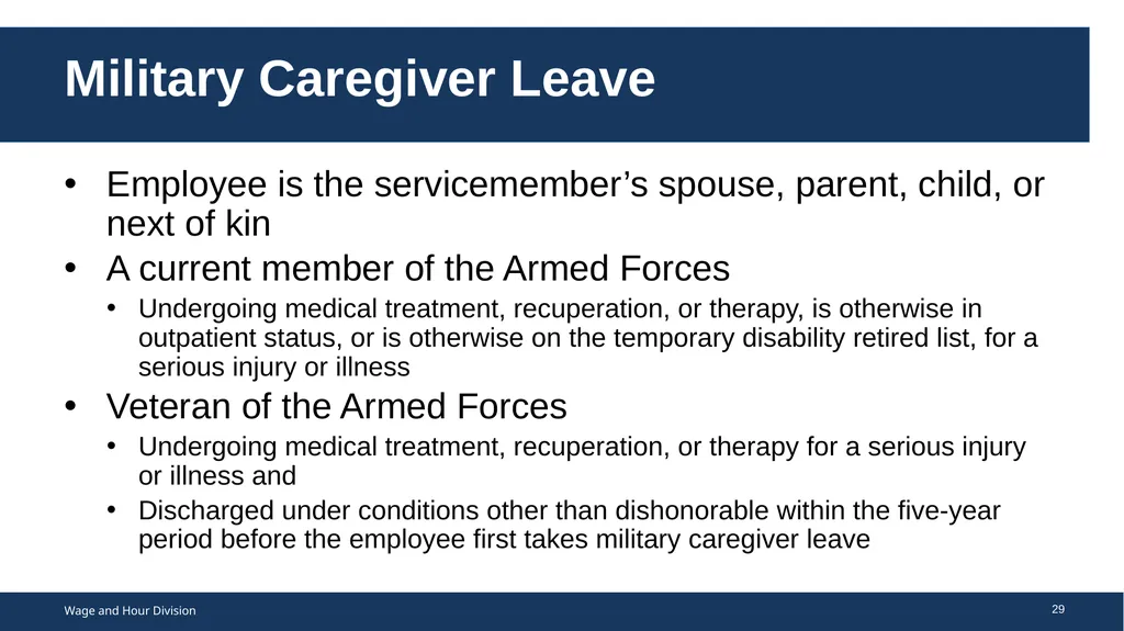 Family Medical Leave Act The Family and Medical - slide 29 of 64