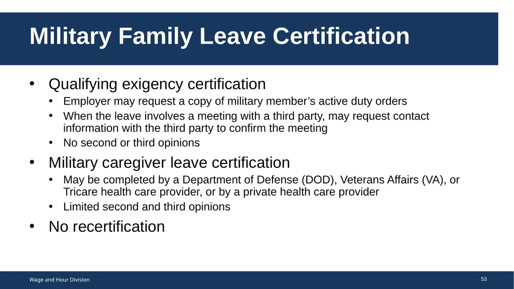Family Medical Leave Act The Family and Medical - slide 53 of 64