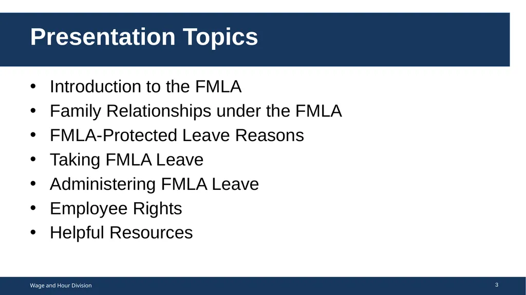 Family Medical Leave Act The Family and Medical - slide 3 of 64