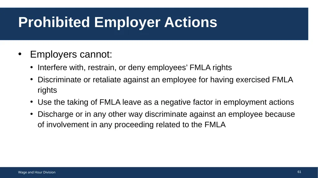 Family Medical Leave Act The Family and Medical - slide 61 of 64
