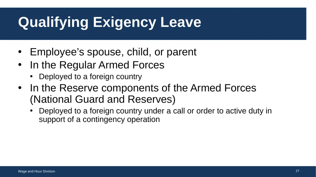 Family Medical Leave Act The Family and Medical - slide 27 of 64