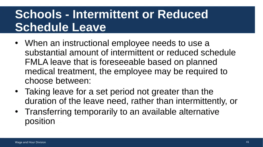 Family Medical Leave Act The Family and Medical - slide 41 of 64