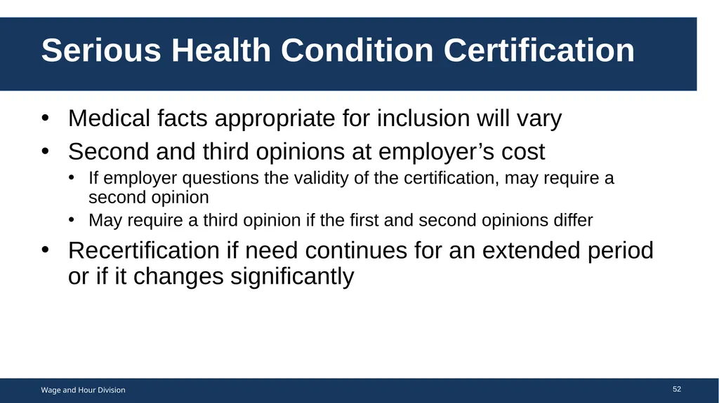 Family Medical Leave Act The Family and Medical - slide 52 of 64