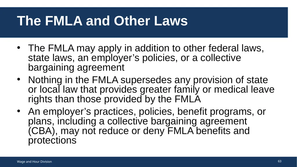 Family Medical Leave Act The Family and Medical - slide 63 of 64