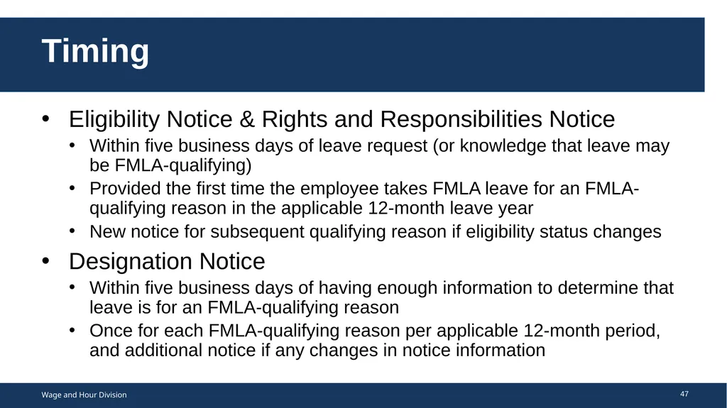 Family Medical Leave Act The Family and Medical - slide 47 of 64