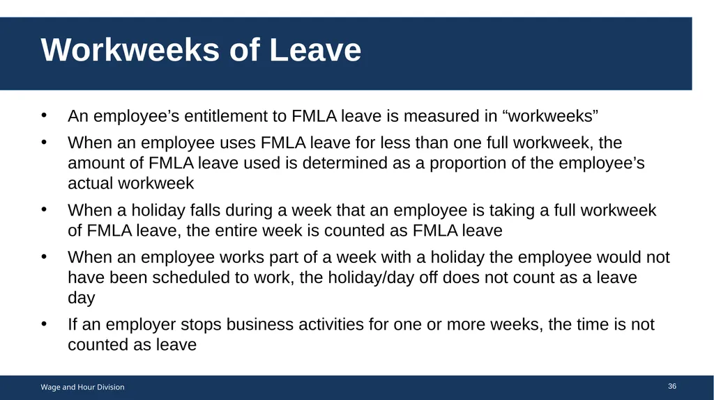 Family Medical Leave Act The Family and Medical - slide 36 of 64