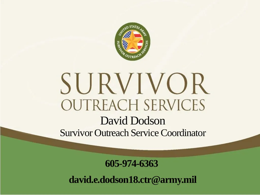 David Dodson Survivor Outreach Service Coordinator - slide 1 of 5