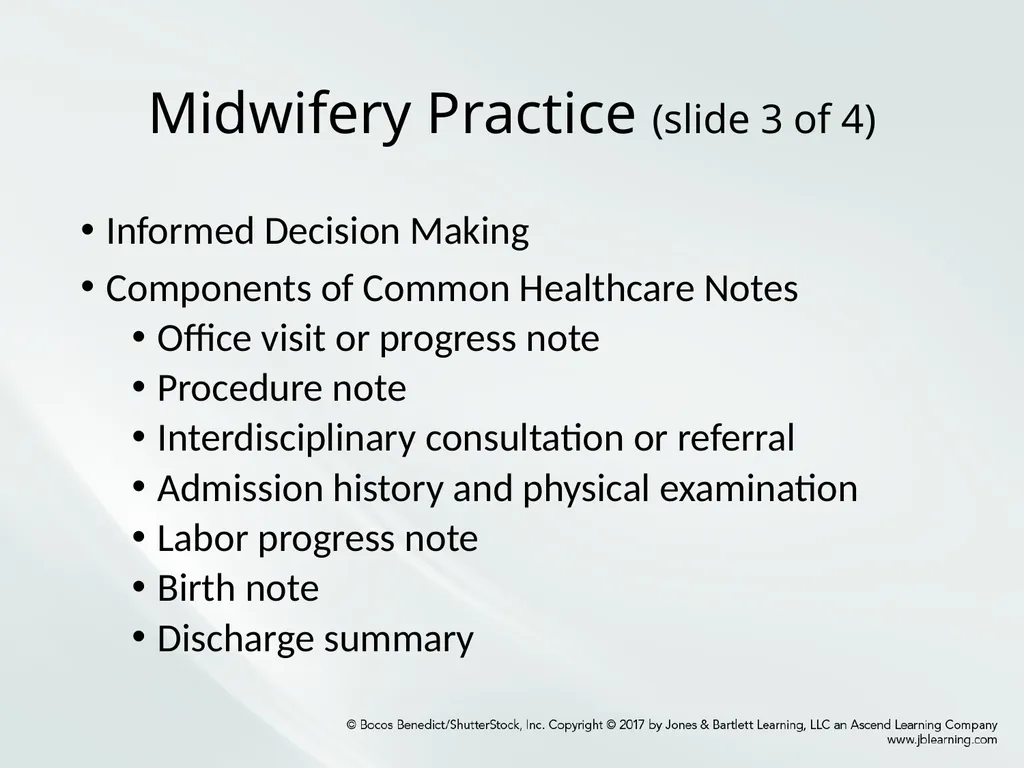 Chapter One: Essential Midwifery Practice - slide 9 of 13