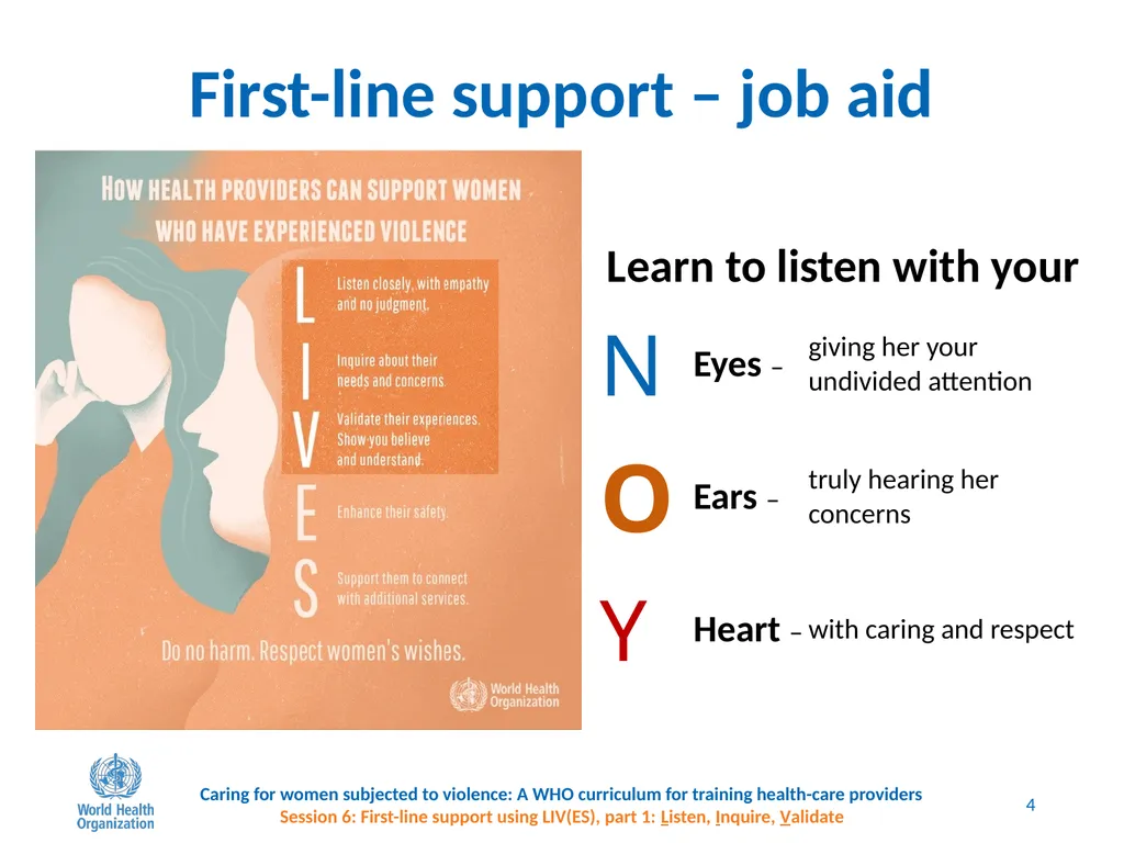 Session 6 First-line support using LIV(ES), part - slide 4 of 11