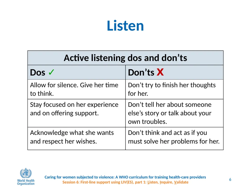 Session 6 First-line support using LIV(ES), part - slide 6 of 11